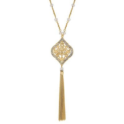 Designer gold filigree tassel necklace